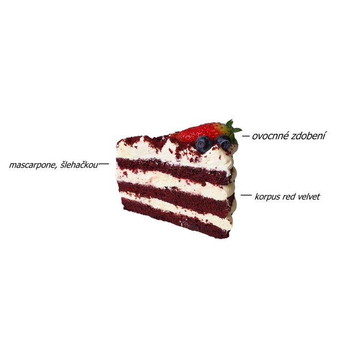 Red velvet s ovocem